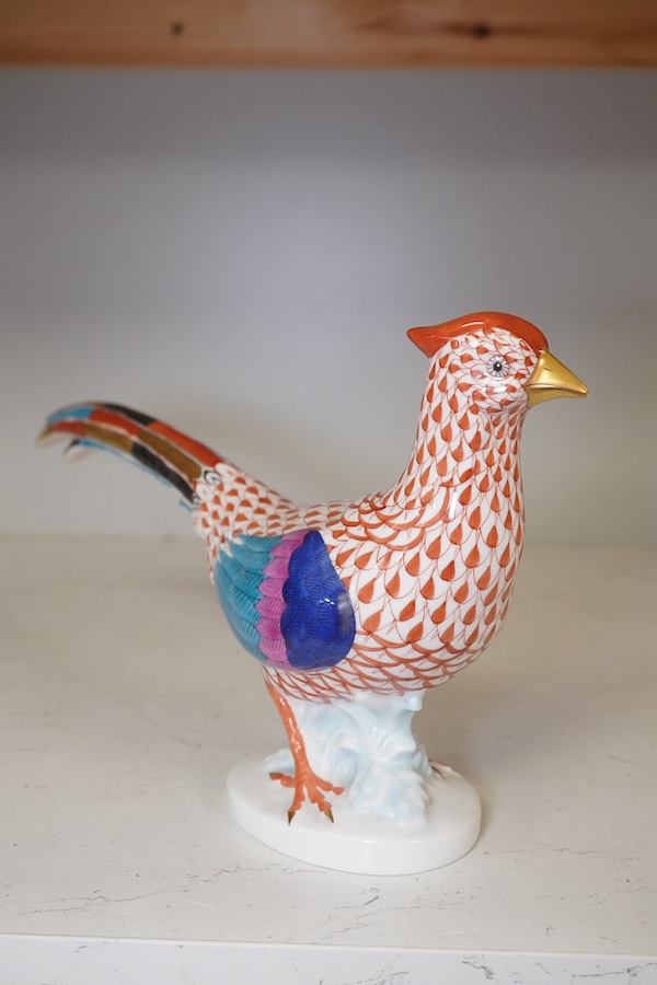 A Herend red scale pattern pheasant, 16cm high. Condition - good.